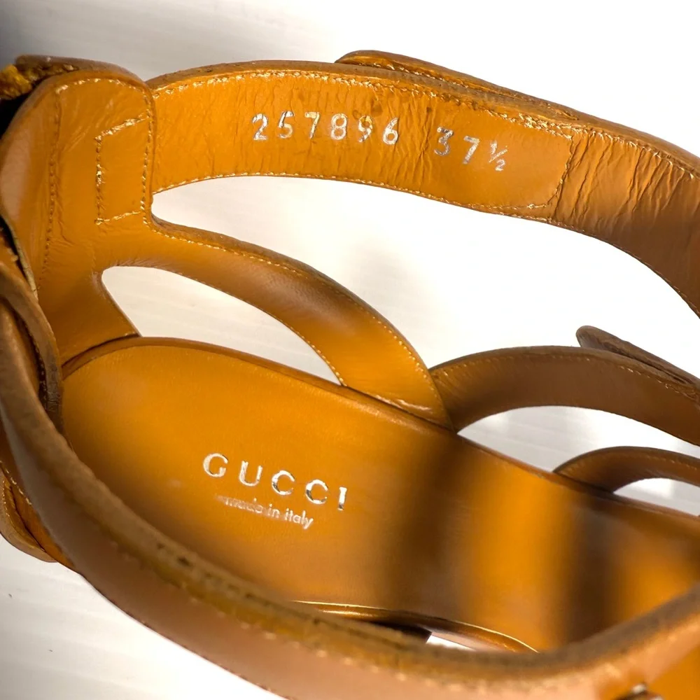 Gucci Gladiator Brown Leather Sandal Shows Size EU 37.5 or 7.5 NWT - Picture 7 of 16